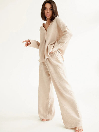 Anne Loungekläder set | Bekväm 2-delad hemmakostym i bomull för kvinnor-Eva Jonsson