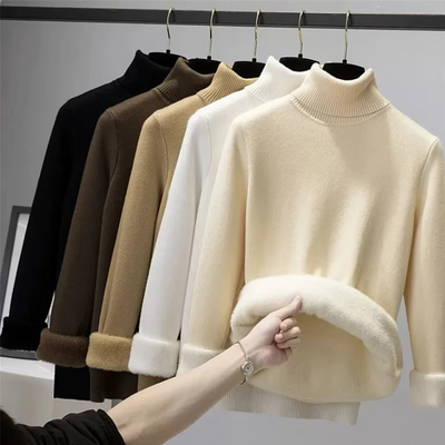 Vellora Rullekrage trui | Pullover med tjockt fleecefoder för kvinnor-Eva Jonsson