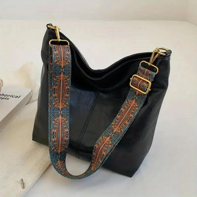 Wilda axelremsväska | Vintage PU-läderväska med justerbar rem-Eva Jonsson
