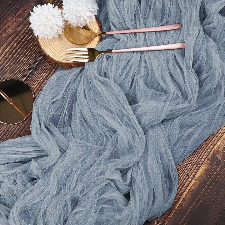 10 stycken av voile ostduk bordsduk semi-transparent gasväv matbord dekoration för bröllopsfest, bröllopsbåge drapering duk-Eva Jonsson