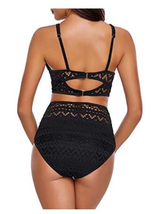 Damernas Högmidjad Bikini-set med Spetsdetaljer och Elegant Passform Mirla