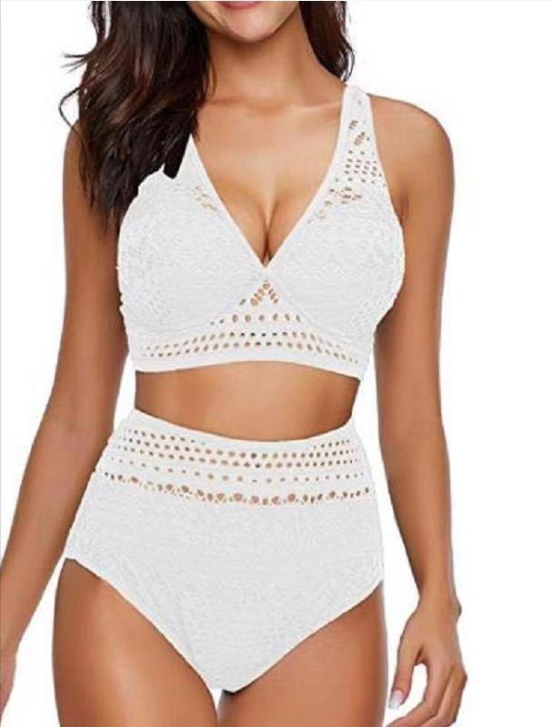 Damernas Högmidjad Bikini-set med Spetsdetaljer och Elegant Passform Mirla