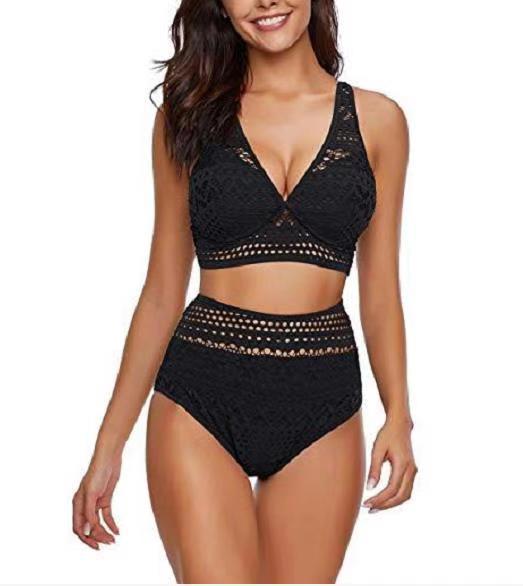 Damernas Högmidjad Bikini-set med Spetsdetaljer och Elegant Passform Mirla