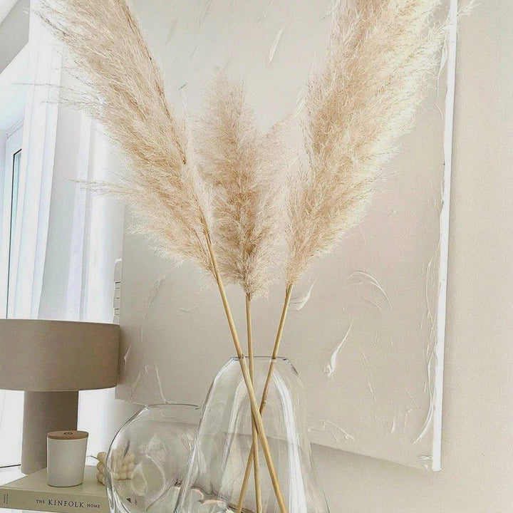 80 cm naturlig, äkta torkad pampasgräs bukett (vit / beige / grå) │ fluffig fjäder för modern boho heminredning-Eva Jonsson