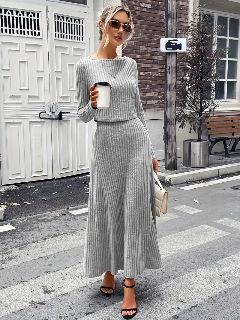 Amadora Matchande set | Snygg kjol & långärmad skjorta för kvinnor-Eva Jonsson