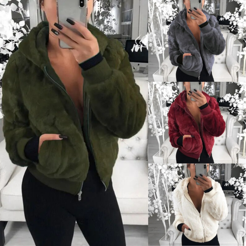 Anessa Furry Hoodie | Huvtröja med dragkedja i fuskpäls för kvinnor-Eva Jonsson