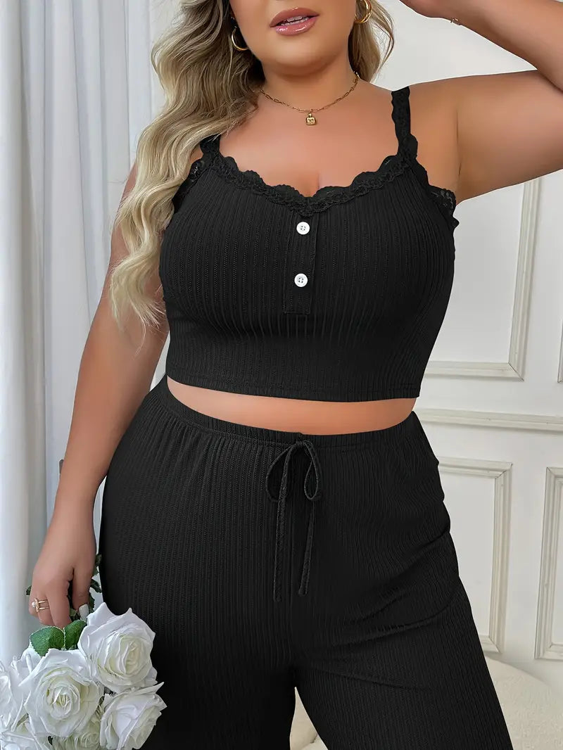 Annastina loungewear-set | Ärmlöst pyjamasset i stor storlek för kvinnor-Eva Jonsson
