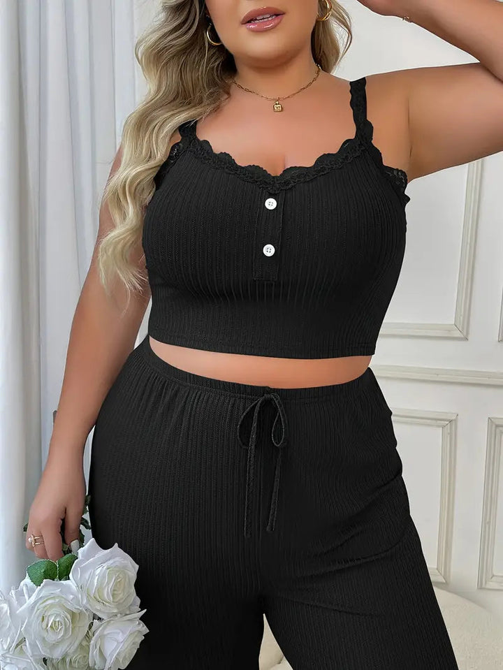 Annastina loungewear-set | Ärmlöst pyjamasset i stor storlek för kvinnor-Eva Jonsson