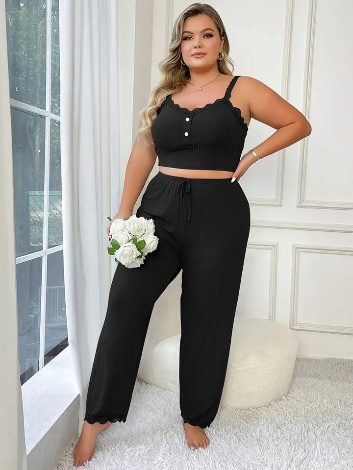 Annastina loungewear-set | Ärmlöst pyjamasset i stor storlek för kvinnor-Eva Jonsson