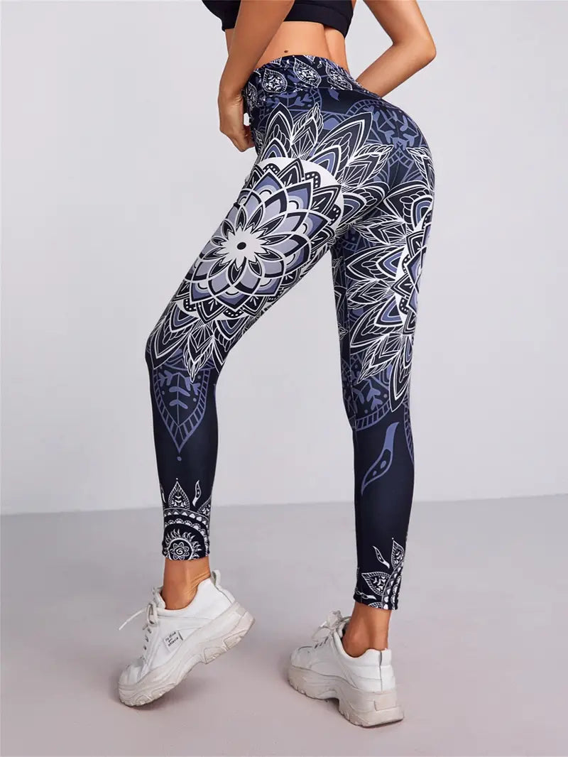 Atalanta-sportleggings | Leggings med hög midja och blommigt tryck-Eva Jonsson