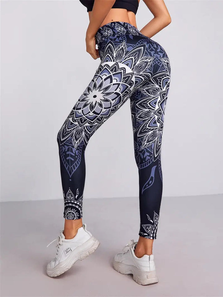 Atalanta-sportleggings | Leggings med hög midja och blommigt tryck-Eva Jonsson