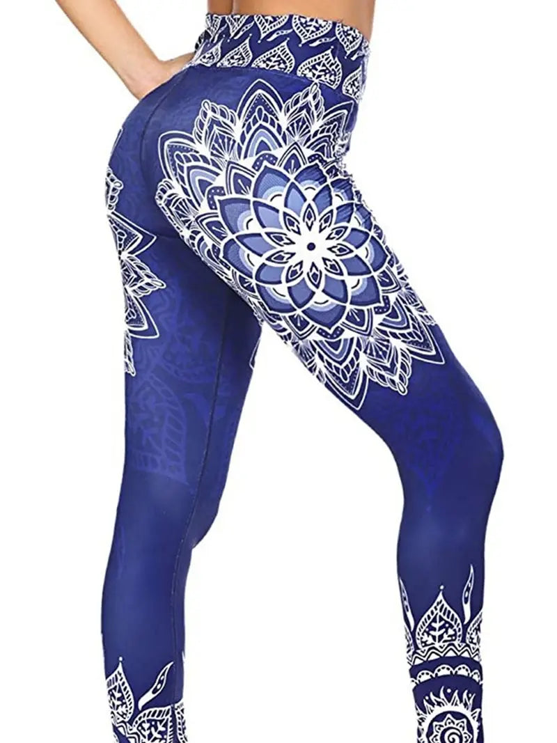 Atalanta-sportleggings | Leggings med hög midja och blommigt tryck-Eva Jonsson