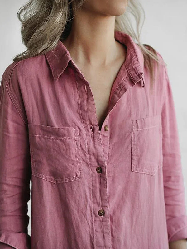Avslappnad jumpsuit | knappslå | krage | långärmad jumpsuit | linnejumpsuit dam-Eva Jonsson