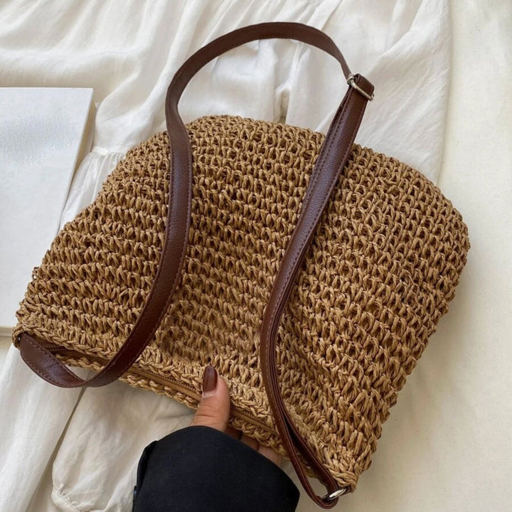 Axelremsväska | Beige | Justerbar rem | Straw Bag | Crossbody Bag-Eva Jonsson