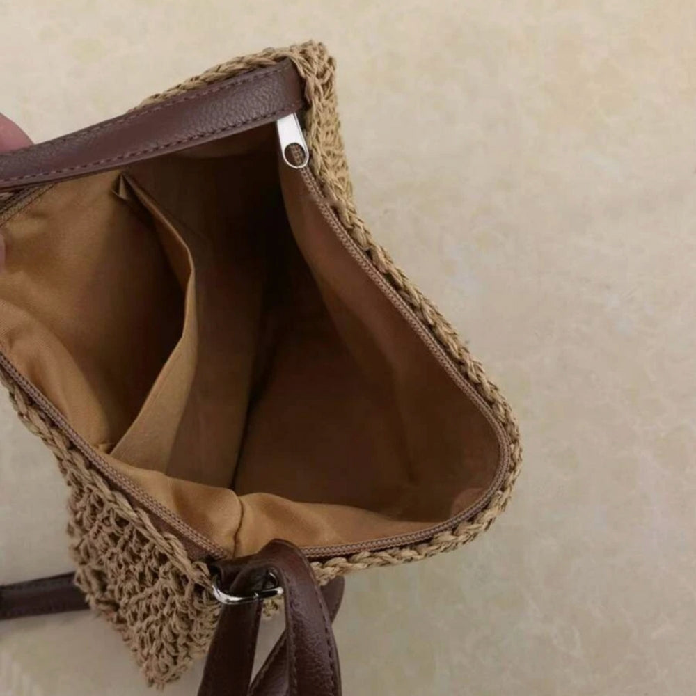 Axelremsväska | Beige | Justerbar rem | Straw Bag | Crossbody Bag-Eva Jonsson