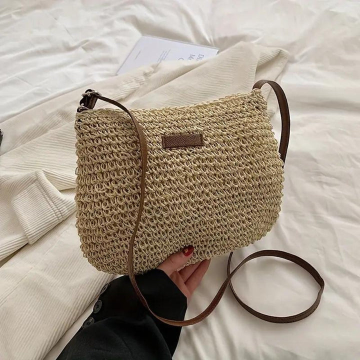 Axelremsväska | Beige | Justerbar rem | Straw Bag | Crossbody Bag-Eva Jonsson
