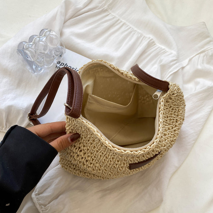 Axelremsväska | Beige | Justerbar rem | Straw Bag | Crossbody Bag-Eva Jonsson