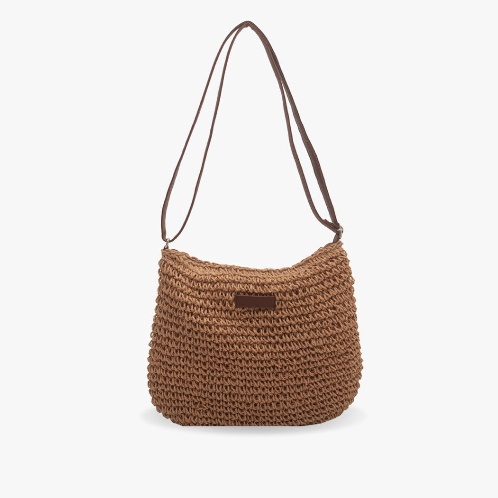 Axelremsväska | Beige | Justerbar rem | Straw Bag | Crossbody Bag-Eva Jonsson