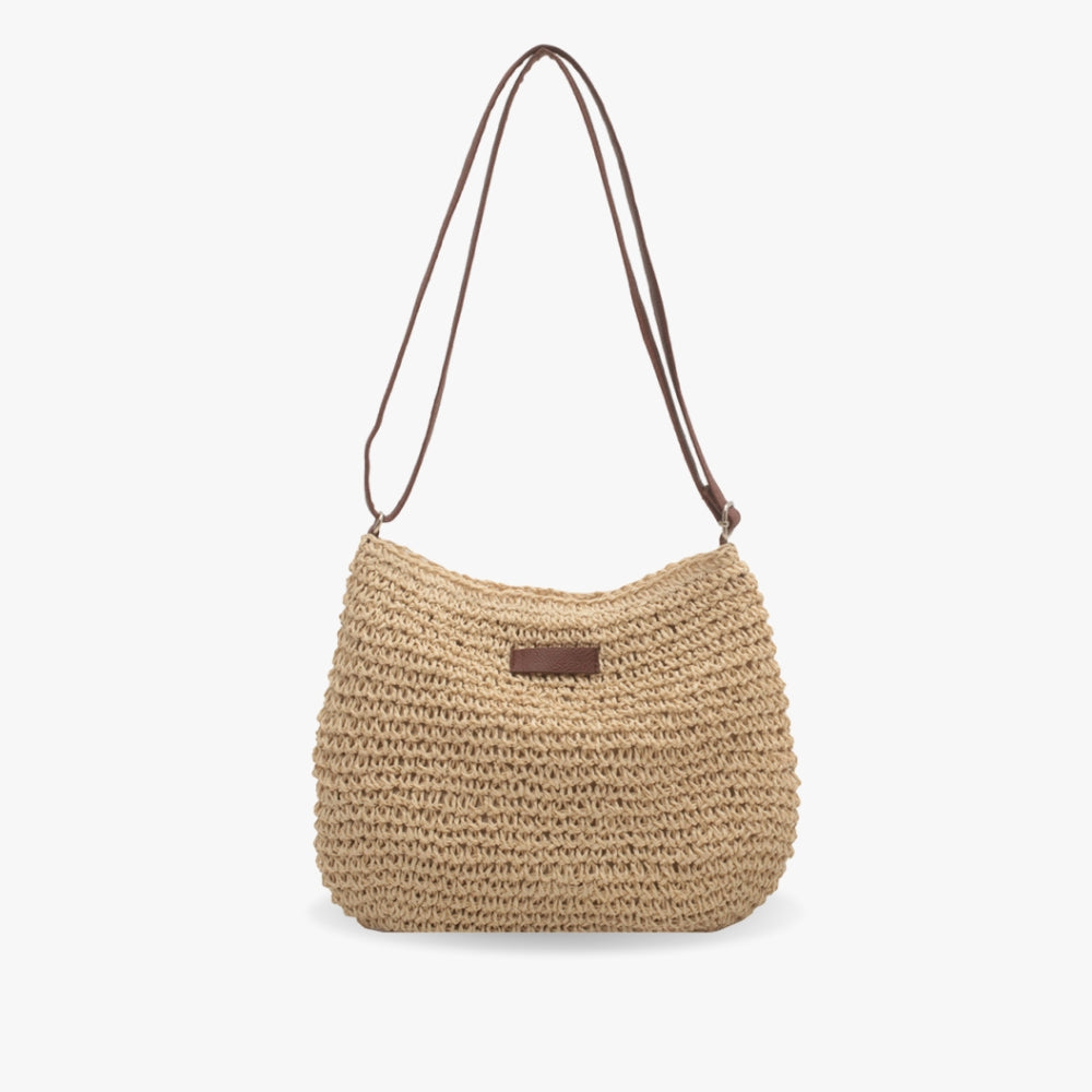 Axelremsväska | Beige | Justerbar rem | Straw Bag | Crossbody Bag-Eva Jonsson