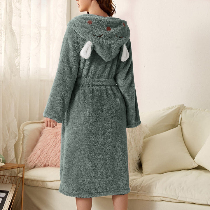 Badrock - Fluffig - Huva - Fleece Morgonrock - Morgonrock för kvinnor-Eva Jonsson