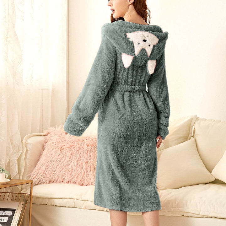 Badrock - Fluffig - Huva - Fleece Morgonrock - Morgonrock för kvinnor-Eva Jonsson