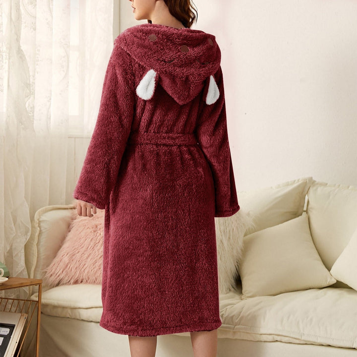 Badrock - Fluffig - Huva - Fleece Morgonrock - Morgonrock för kvinnor-Eva Jonsson