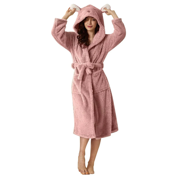Badrock - Fluffig - Huva - Fleece Morgonrock - Morgonrock för kvinnor-Eva Jonsson
