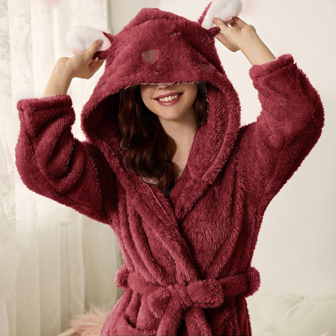 Badrock - Fluffig - Huva - Fleece Morgonrock - Morgonrock för kvinnor-Eva Jonsson