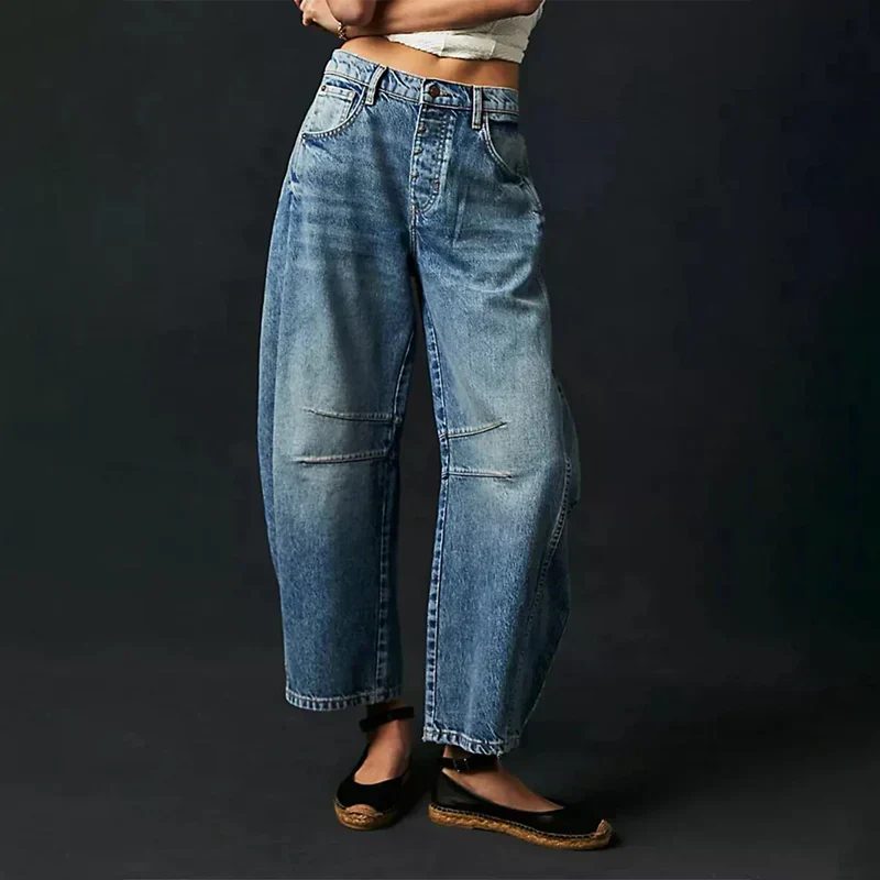 Baggy Jeans - Vanlig midja - Bekväm - Loose Fit Jeans - Jeans för kvinnor-Eva Jonsson