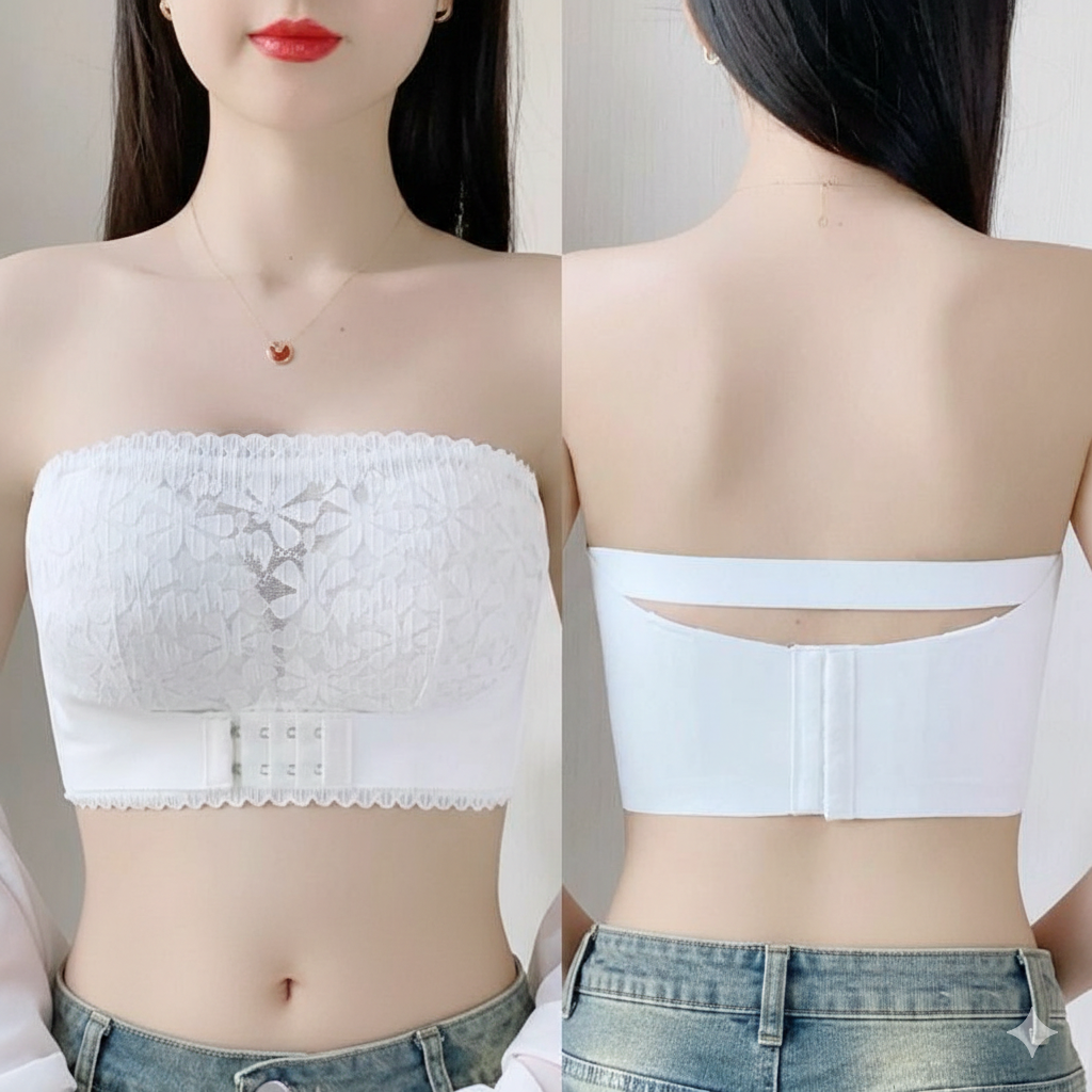 Bandeau-bh, Stropplös, Spänne fram, Lingerie, BH i spets-Eva Jonsson