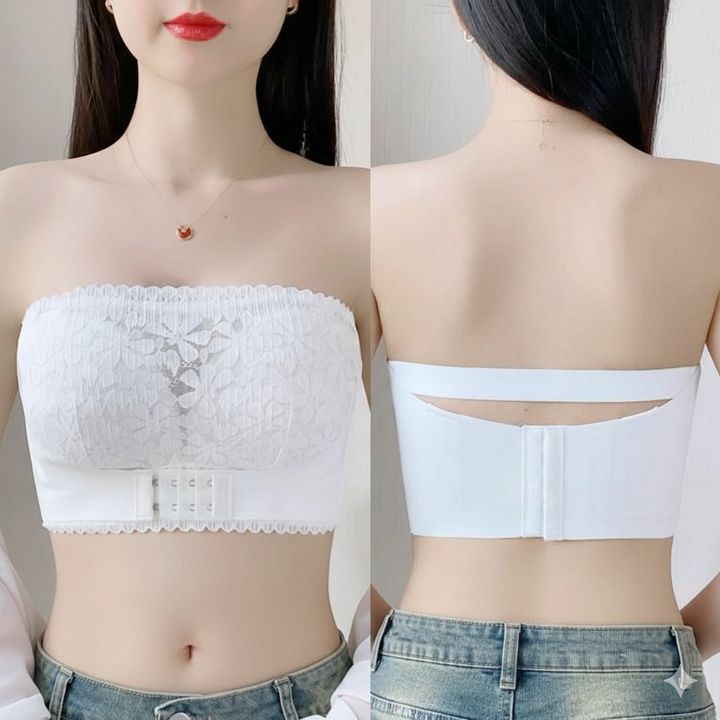 Bandeau-bh, Stropplös, Spänne fram, Lingerie, BH i spets-Eva Jonsson