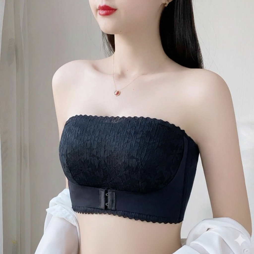 Bandeau-bh, Stropplös, Spänne fram, Lingerie, BH i spets-Eva Jonsson