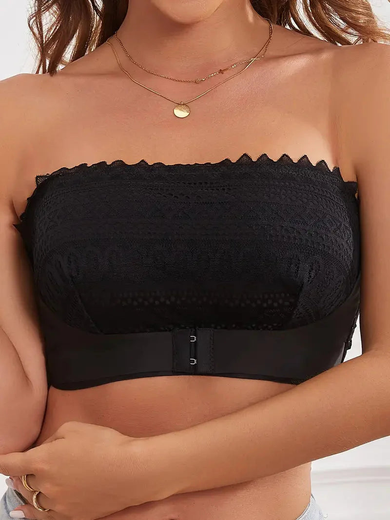 Bandeau-bh, Stropplös, Spänne fram, Lingerie, BH i spets-Eva Jonsson