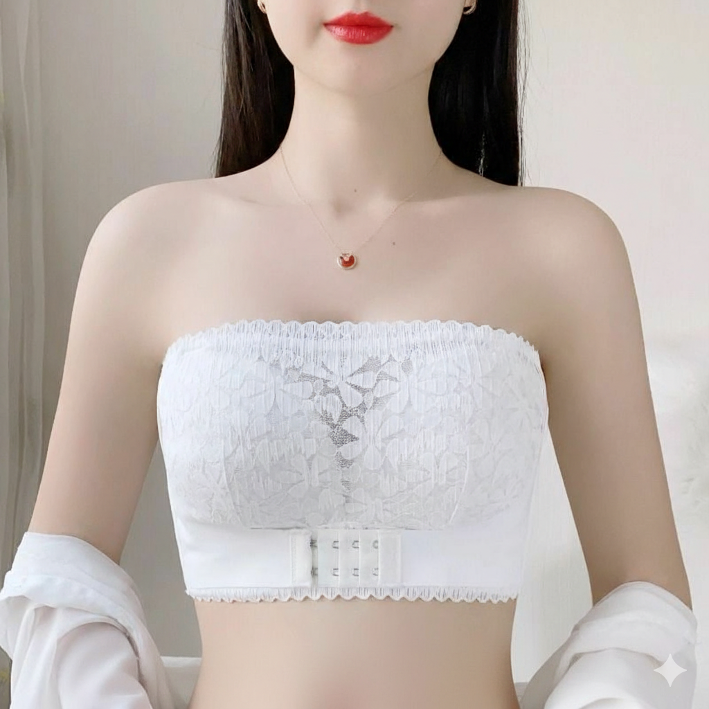 Bandeau-bh, Stropplös, Spänne fram, Lingerie, BH i spets-Eva Jonsson
