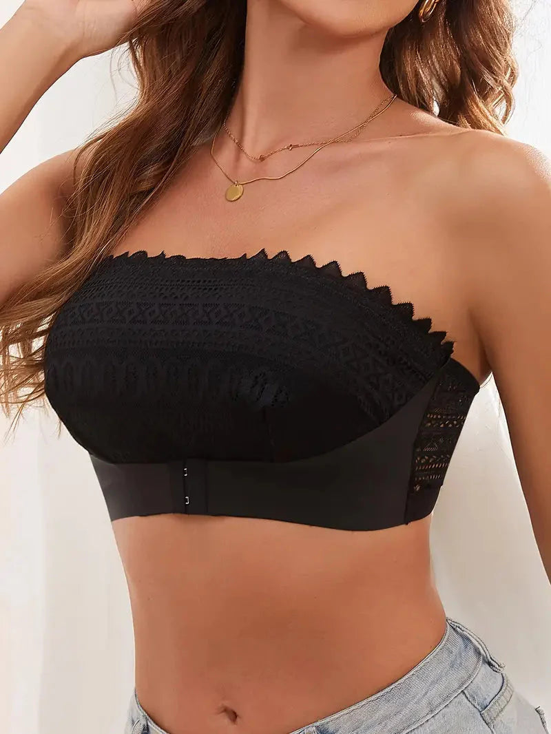 Bandeau-bh, Stropplös, Spänne fram, Lingerie, BH i spets-Eva Jonsson