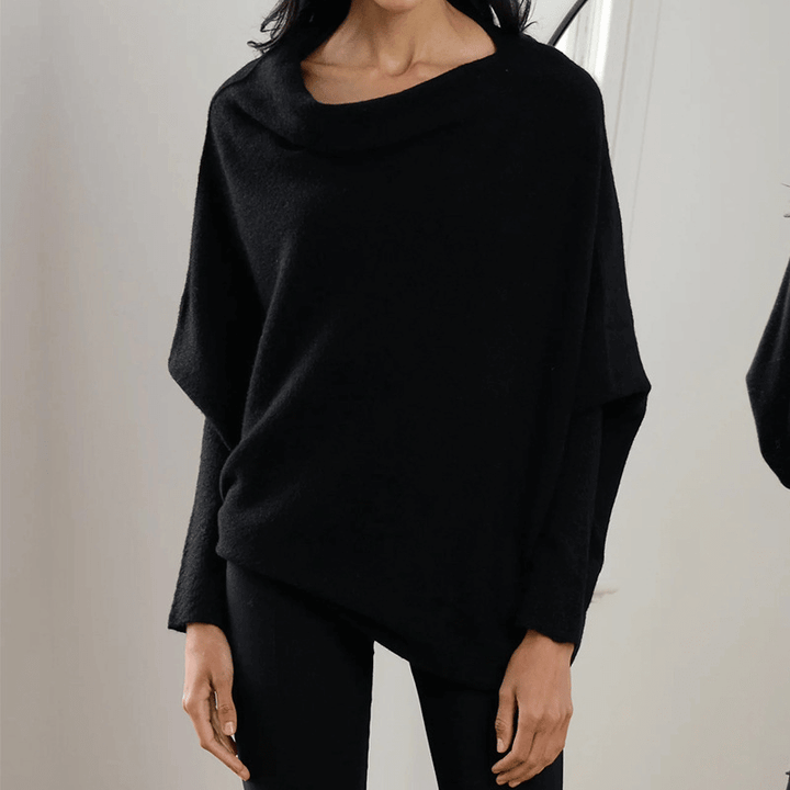 Batwing-tröja | Löst sittande | En axel | Stickad tröja | Damkläder-Eva Jonsson