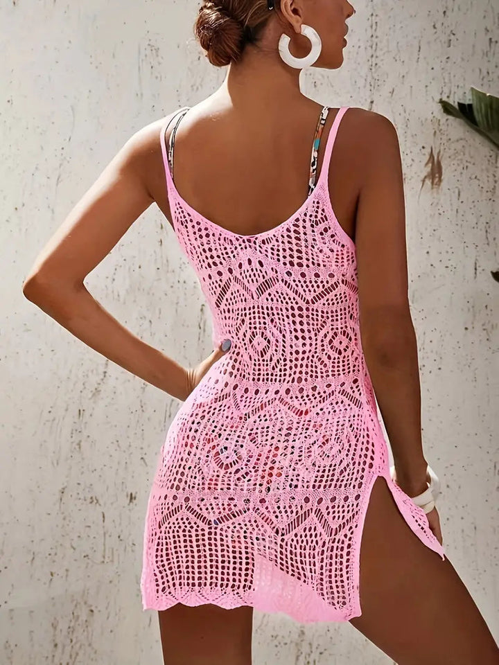 Beach Cover Up, Stickad, Armlös, Bikiniöverdrag, Strandoutfits-Eva Jonsson