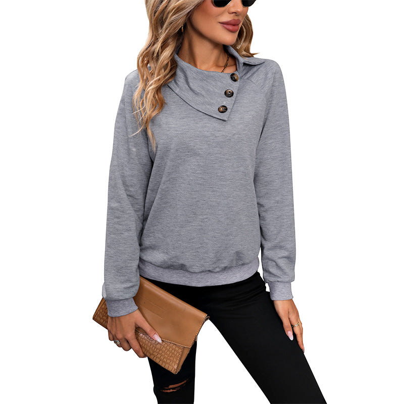 Bekväm långärmad dam sweatshirt med krage Mirla-Eva Jonsson