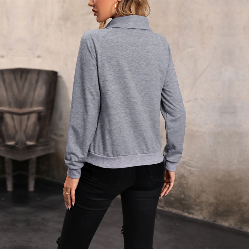 Bekväm långärmad dam sweatshirt med krage Mirla-Eva Jonsson