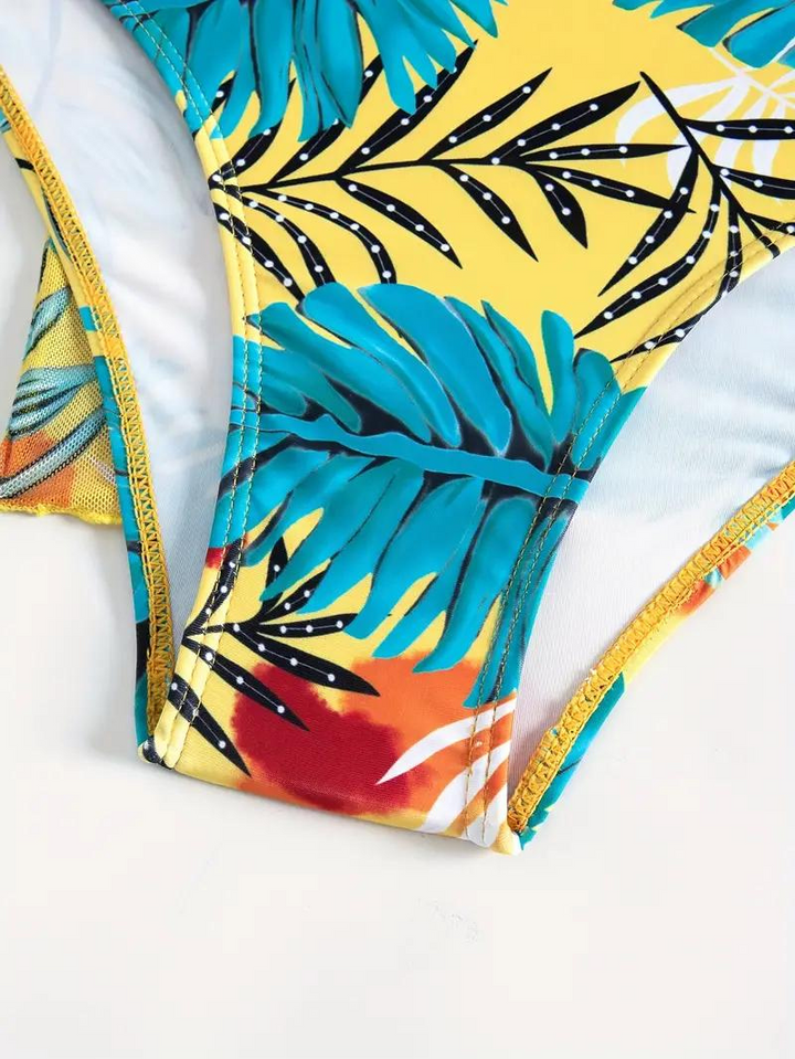Bikini Cover-Up Set, hög midja, tryck, bikiniset, strandkläder-Eva Jonsson