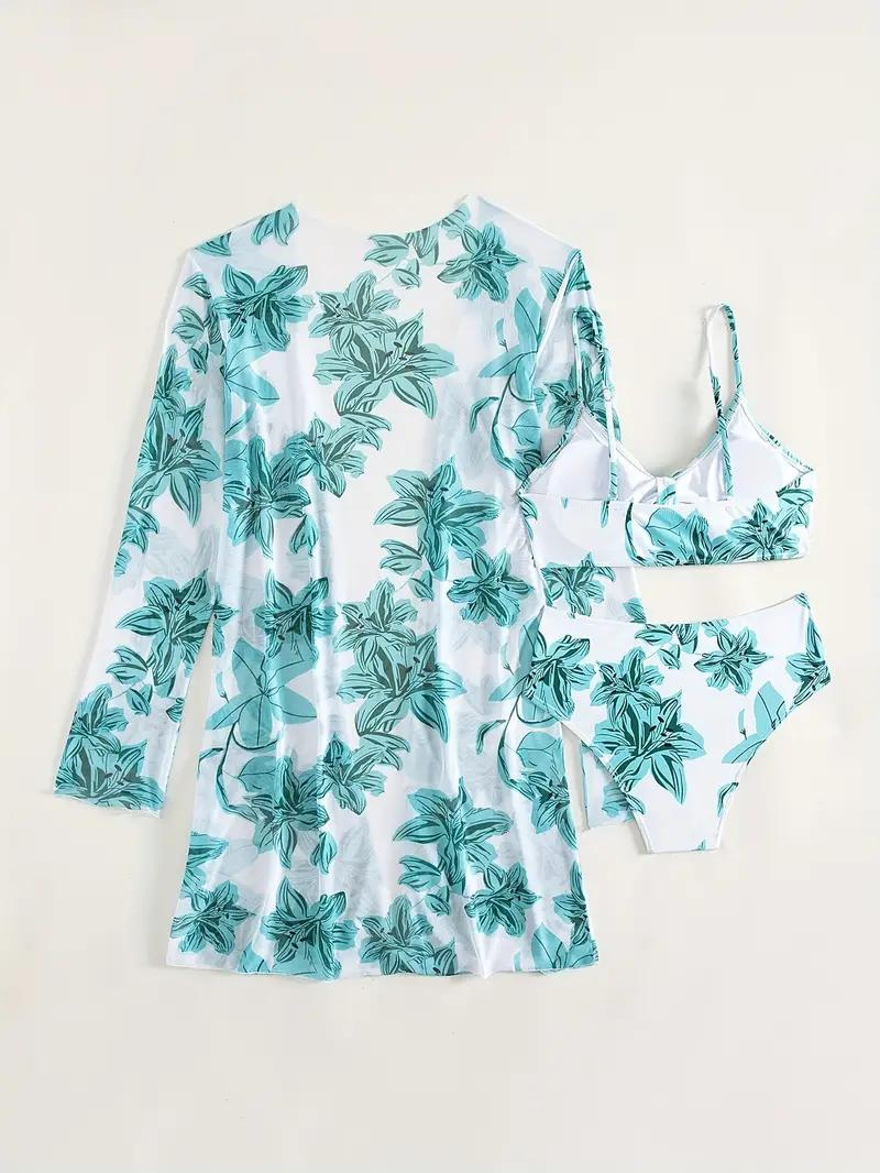 Bikini Cover-Up Set, hög midja, tryck, bikiniset, strandkläder-Eva Jonsson