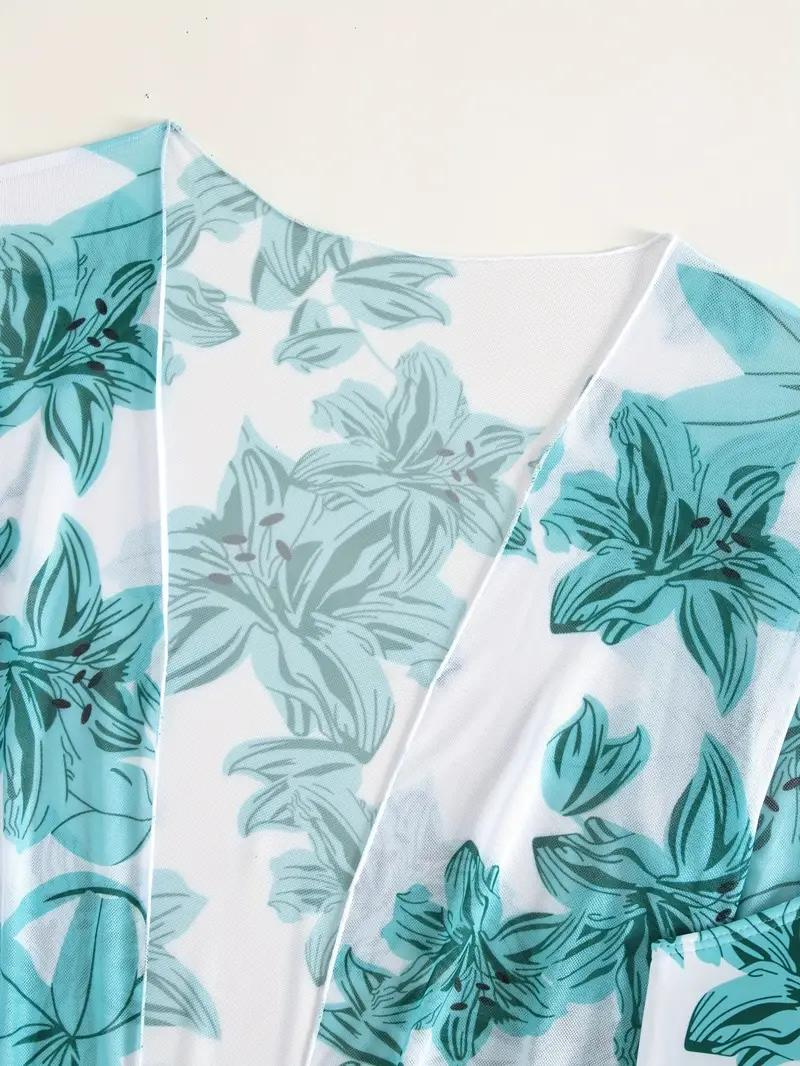 Bikini Cover-Up Set, hög midja, tryck, bikiniset, strandkläder-Eva Jonsson