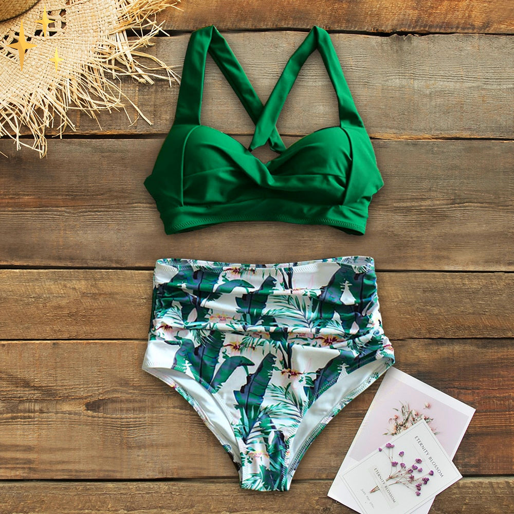 Bikini med hög midja – Halterneck – Tvådelad – Bikini-set – Dam-badkläder-Eva Jonsson