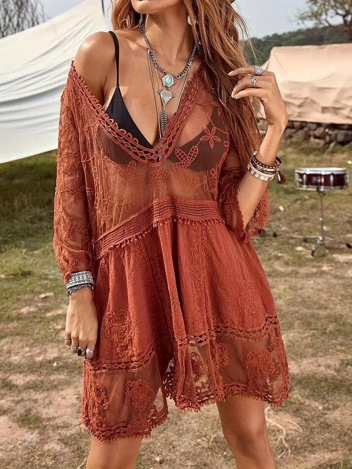 Bikiniöverdrag - Lace - Se igenom - Täckande klänning - Boho-stil-Eva Jonsson