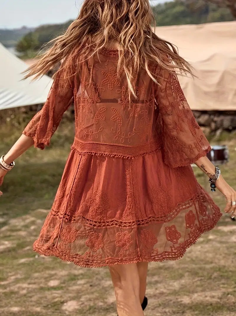 Bikiniöverdrag - Lace - Se igenom - Täckande klänning - Boho-stil-Eva Jonsson