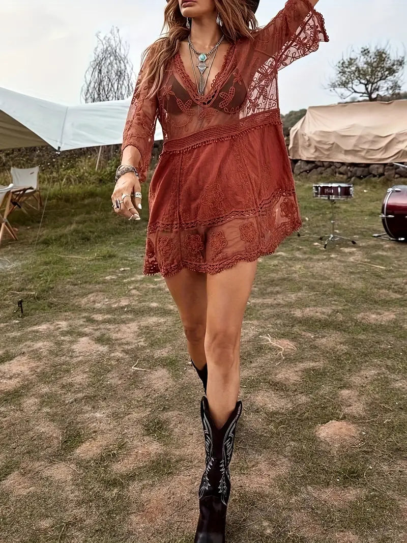 Bikiniöverdrag - Lace - Se igenom - Täckande klänning - Boho-stil-Eva Jonsson