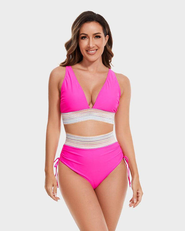 Bikiniset – Tvådelat – V-ringad – hög midja – dambadkläder-Eva Jonsson