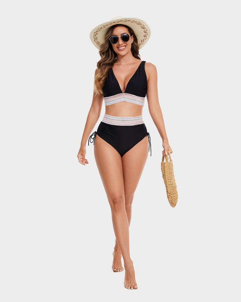 Bikiniset – Tvådelat – V-ringad – hög midja – dambadkläder-Eva Jonsson