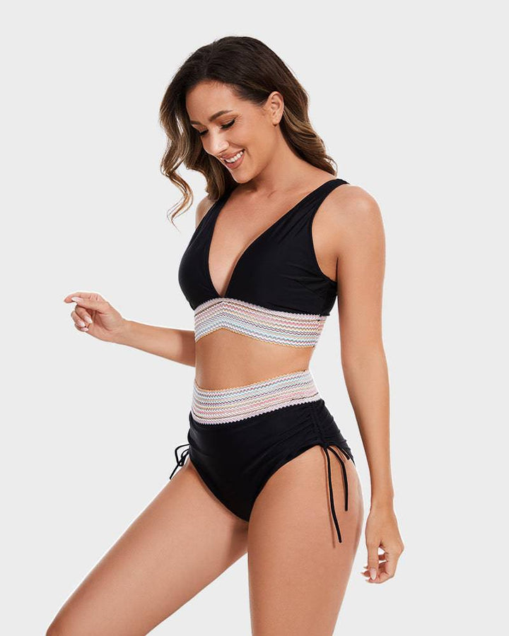Bikiniset – Tvådelat – V-ringad – hög midja – dambadkläder-Eva Jonsson