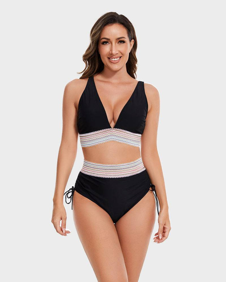 Bikiniset – Tvådelat – V-ringad – hög midja – dambadkläder-Eva Jonsson